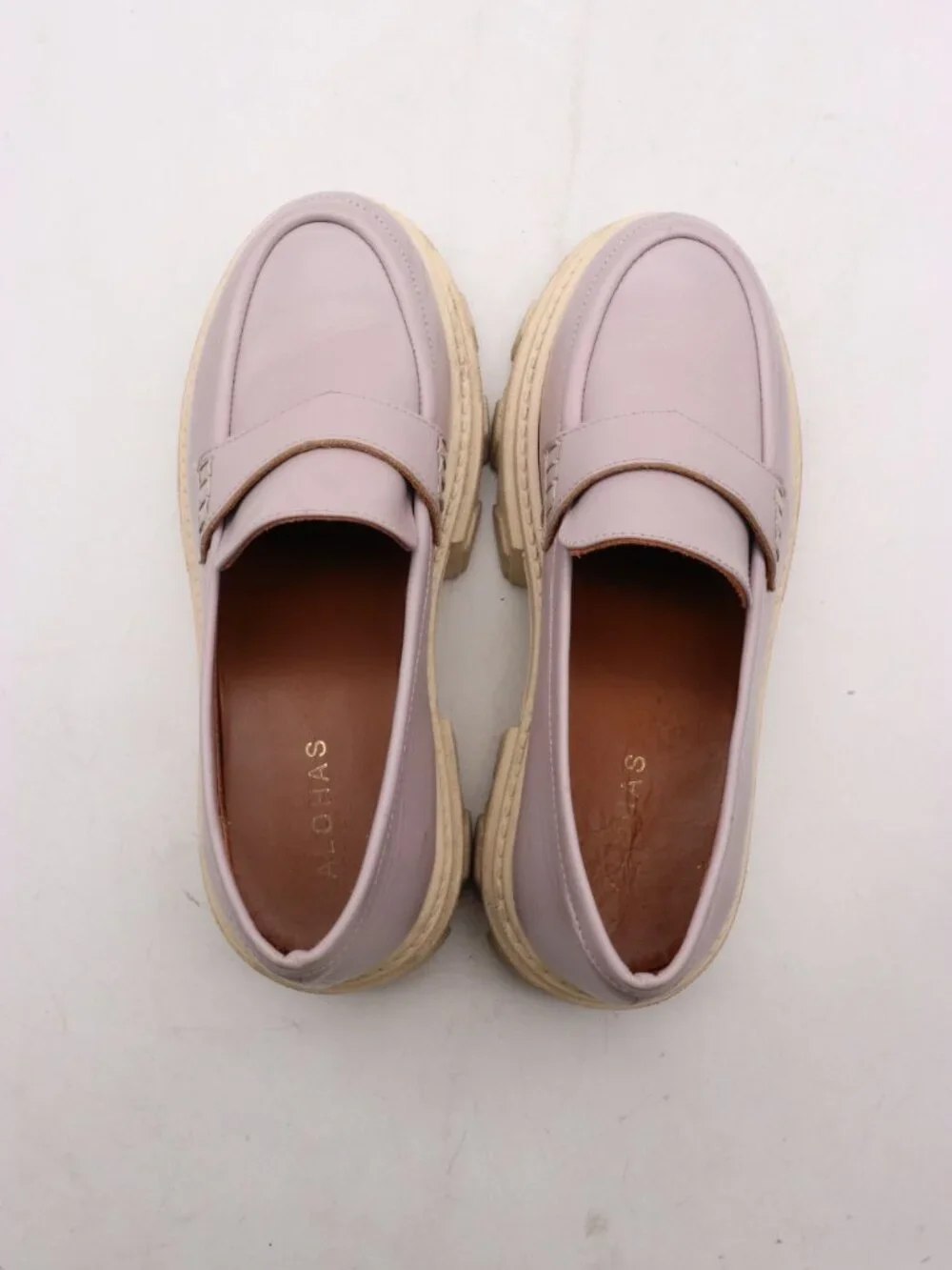 Alohas Trailblazer Purple Leather Women's Size EU 38 Chunky Penny Loafers